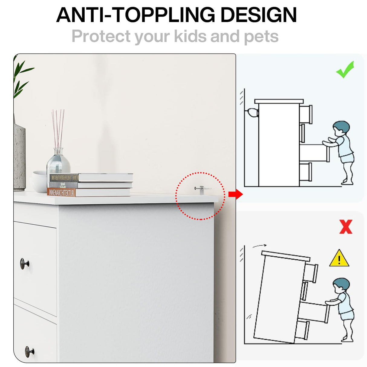 JOZZBY 55" White Dresser for Bedroom, 7 Drawer Wooden Double Dresser with Metal Handles, Modern Storage Chest of Deep Dresser for Nursery, Hoom Office, Hallway JOZZBY