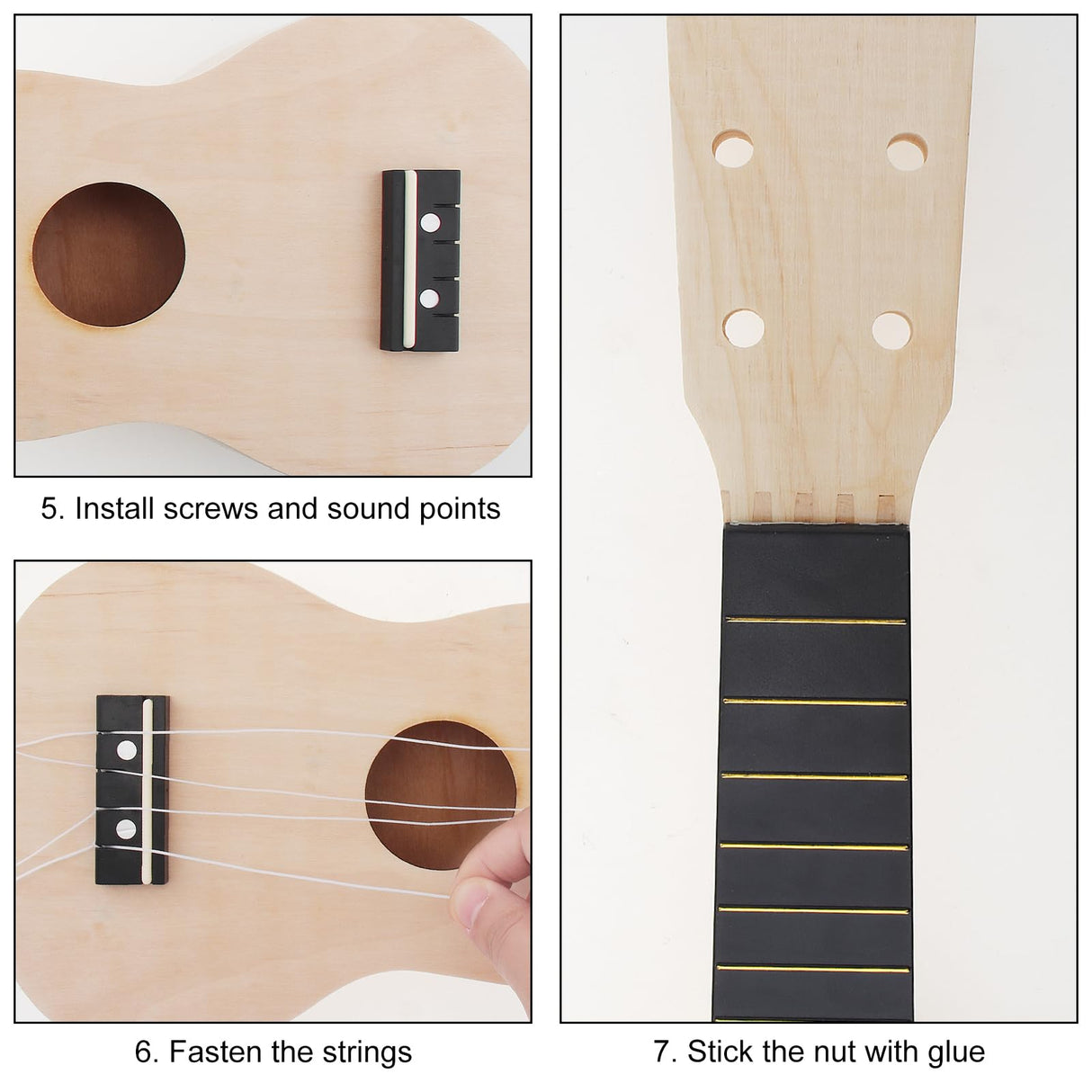 OriGlam 21 Inch DIY Ukulele Kit, Make Your Own Ukulele DIY Kit, Soprano Hawaii Ukulele Kit, Ukulele Hawaii Guitar Handwork Kit with Installation Tools for Kids, Friends, Family, Amateur OriGlam