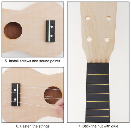 OriGlam 21 Inch DIY Ukulele Kit, Make Your Own Ukulele DIY Kit, Soprano Hawaii Ukulele Kit, Ukulele Hawaii Guitar Handwork Kit with Installation Tools for Kids, Friends, Family, Amateur OriGlam