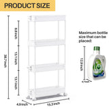 SPACEKEEPER Slim Rolling Storage Cart 4 Tier Bathroom Organizer Mobile Shelving Unit Utility Cart Tower Rack for Kitchen Laundry Narrow Places, White SPACEKEEPER