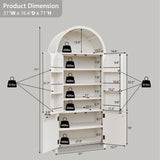 IFGET 71" Tall Arched Kitchen Pantry, Modern Fluted Wood Storage Cabinet with 4 Doors, 3 Adjustable Shelves, 6 Door Shelves, Organizer, Versatile Cupboard for Kitchen, Bathroom, Antique White IFGET