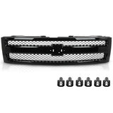 PIT66 Front Grille Grill Textured Black Compatible with Chevy Silverado 1500 LS LT LTZ WT 2007-2013 /Silverado 1500 Hybrid 2009-2013/ Silverado 1500 XFE 2010-2013 GM1200578 25810706 PIT66