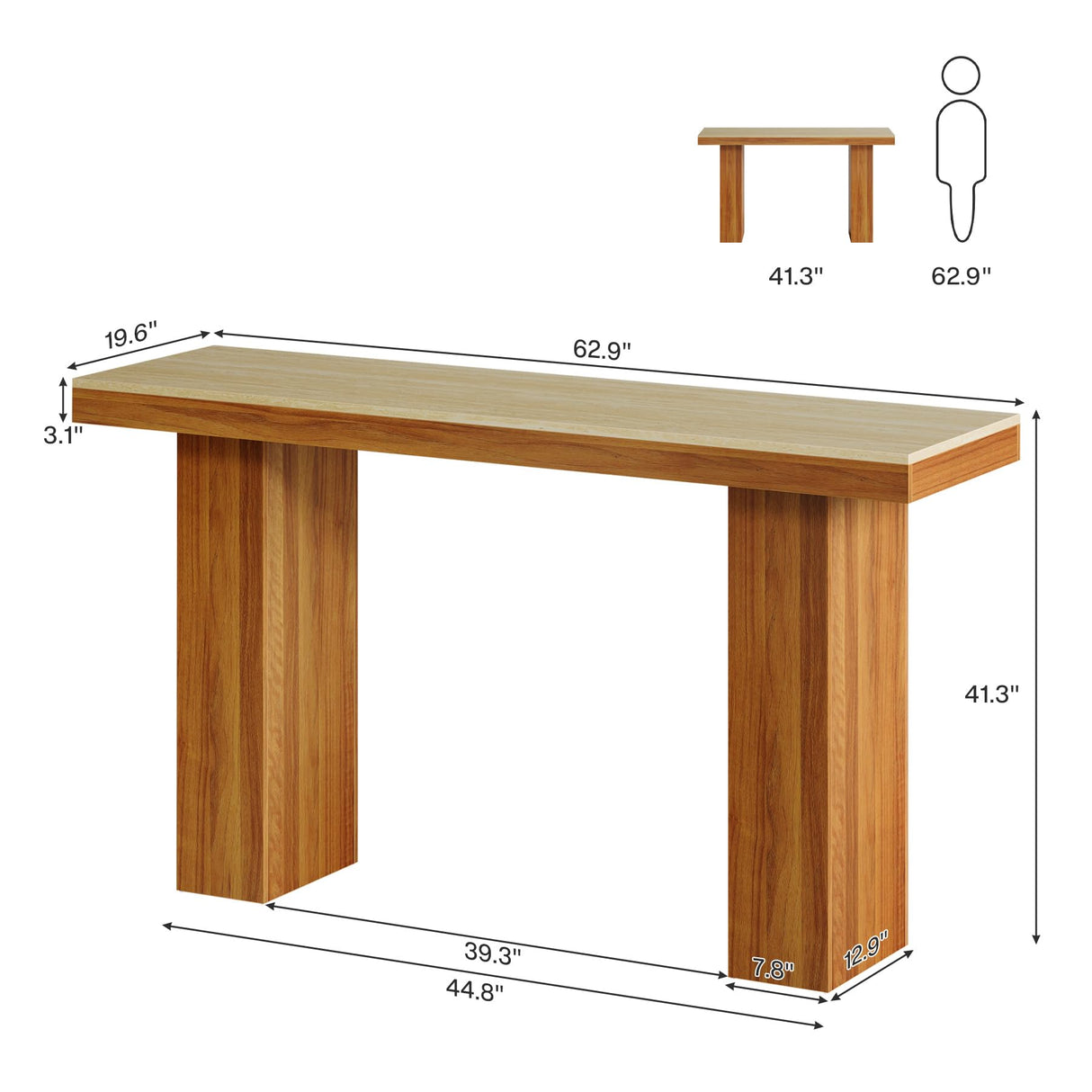 Tribesigns Long Bar Table, 62.9-Inch Rectangular Counter Height Pub Table for Kitchen Dining Room Tribesigns