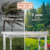 Backyard Discovery 14x10 ft Hawthorne White Galvanized Steel Pergola w/Soft Sail Shade, Spacious, Rust Resistant, UV Protection, Resist Winds Up to 100 MPH, Durable, Powerport USB & Electrical Outlet Backyard Discovery