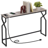 MAHANCRIS Console Sofa Table, 44.9" Entryway Table with Power Station, Narrow Couch Table, Hallway Table, Sofa Table with USB Ports, Metal Frame, for Entrance, Living Room, Greige CTHG113E01 MAHANCRIS