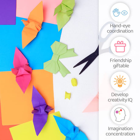 IOOLEEM Origami Paper, 200 Sheets, 20 Colors, 6 Inch Square, Double Sided Colored paper. IOOLEEM