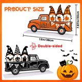 DULEFUN Halloween Fall Wooden Table Sign Decorations Double-sided Halloween and Thanksgiving Gnome Truck Sign Tabletop Ornaments for Autumn Harvest Party Home Farmhouse Decorations Supplies DULEFUN