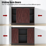 4 EVER WINNER Coffee Bar Cabinet with Storage, 42” Sideboard Buffet Cabinet with Sliding Barn Doors, Farmhouse Coffee Bar Station Table Liquor Wine Bar Cabinet with Shelves for Kitchen, Espresso 4 EVER WINNER