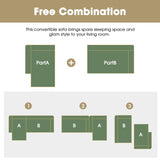 P PURLOVE Modern Sectional Sofas for Living Room, Modular L-Shape Couch, Upholstered Sleeper Sofa for Bedroom, Salon, 2 PC Free Combination, Green P PURLOVE