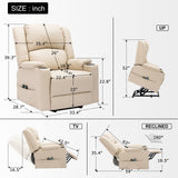 COMHOMA Power Lift Recliner for Elderly,Lift Chair with Heat and Massage,PU Recliner Sofa with Timing Function 2 Side Pockets,Cup Holders and Infinite Position for Living Room (White) COMHOMA