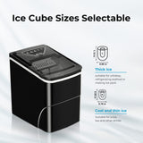 Ice Makers Countertop, Self-Cleaning Function, Portable Electric Ice Cube Maker Machine, 9 Pellet Ice Ready in 6 Mins, 26lbs 24Hrs with Ice Bags and Scoop Basket for Home Bar Camping RV(Black) FZF