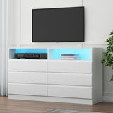 Loomie Drawers Dresser, White Drawer Dresser with Power Outlet, Accent Chests of Drawers with LED Light, Modern Storage Dresser for Bedroom, Living Room (White) Loomie