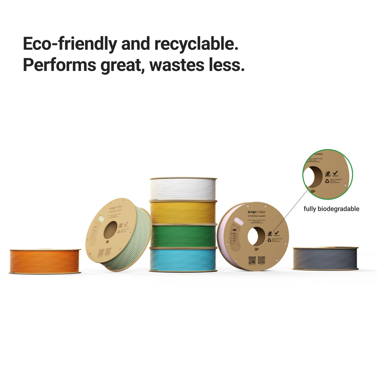 Snapmaker Matte PLA Filament 1.75mm, 3D Printer PLA Filament, Dimensional Accuracy +/- 0.02 mm, 300mm/s High Speed Printing Clog-Free Filament for Most FDM Printers, 2.2lbs Ash Grey Snapmaker