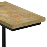 SIMPLIHOME Skyler SOLID MANGO WOOD and Metal Wide Rectangle Industrial C Side Table with Inlay Fully Assembled for The Living Room and Bedroom, 18 inch, Natural SIMPLIHOME