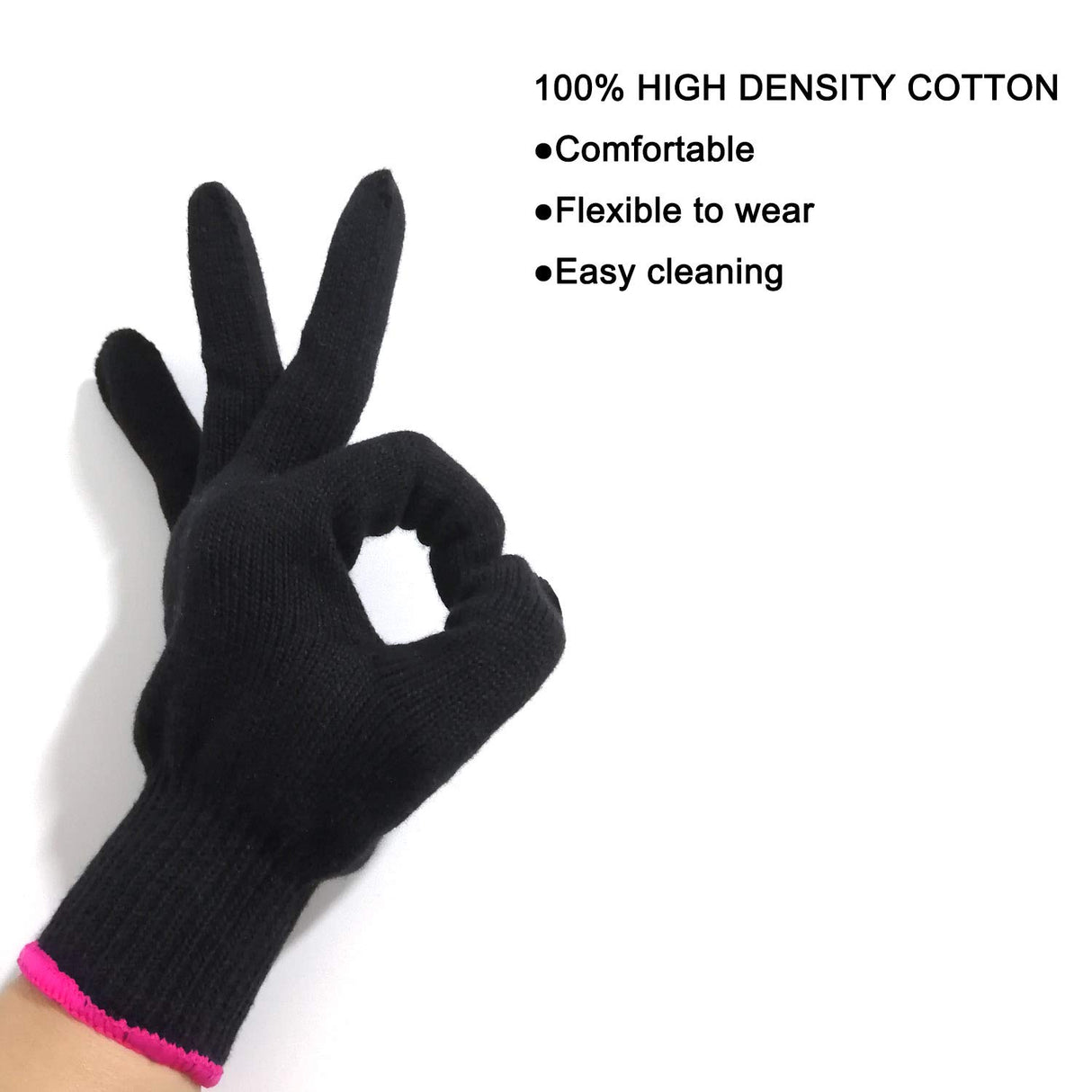 Lessmon Professional Heat Resistant Glove for Hair Styling Heat Blocking for Curling, Flat Iron and Curling Wand Suitable for Left and Right Hands, 1 Piece, Pink Edge Lessmon