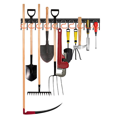TVKB 34'' All Metal Garden Tool Organizer Wall Mount Garage Organizers and Storage with Hooks Tool Hangers for Shed