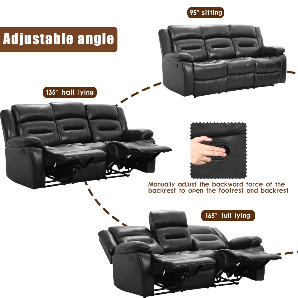 FDW Recliner Sofa Set 3 Seater Home Theater Seating Reclining Couch Sofa for Living Room Manual Recliner Motion for Home Furniture FDW