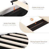 HIFIT Upholstered Full Size LED Bed Frame with Charging Station and 4 Large Storage Drawer, Velvet Button Tufted Full Platform Bed with Adjustable Headboard, No Box Spring Needed, Easy Assembly, Beige HIFIT