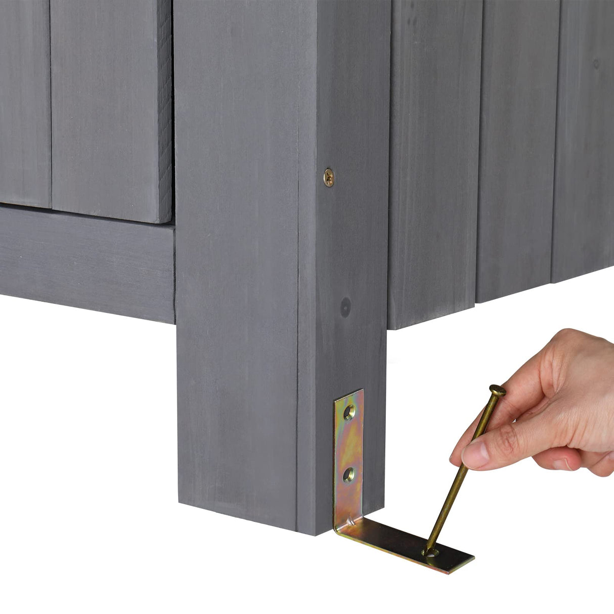 Outvita Outdoor Storage Shed, 70 Inch Wooden Garden Storage Cabinet, Waterproof Tool Storage Cabinet with Lockable Door, Wooden Garden Shed Outdoor Shed for Garden Backyard Lawn(Grey) Outvita