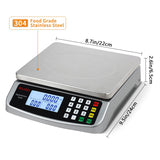 Food Scale 88lb/40kg Large Digital Kitchen Scale 0.05oz/1g with Price Computing Commercial Scale 304 Stainless Steel gram Scale for Baking Cooking Meat Restaurant ，USB or AA Battery(Included) RUJIXU