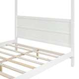 Harper & Bright Designs Queen Size Canopy Bed Frame, Wooden Queen Platform Bed with Headboard, Slat Support and Footboard, No Box Spring Needed (Queen, White) Harper & Bright Designs