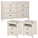 CATMIX Farmhouse Drawers Dresser, Wood Double Dresser Chest of Drawers Wide Storage Organizer Cabinet for Bedroom, Living Room (Rustic Beige, Combo Pack 6+2) CATMIX