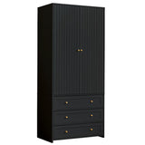 PHOYAL Wardrobe Closet Armoire, 71 "Wardrobe Armoire Wooden Closet with 4 Doors, 6 Drawers Household Freestanding Wooden Closet Storage Cabinet for Bedroom, Black X 2 PHOYAL
