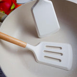 KLAQQED 2Pcs Spatula Silicone Spatula Set Turner Kitchen Spatulas Silicone Heat Resistant for Nonstick Cookware Rubber Wok Spatula, Plastic Spatula Silicone for Cooking Use Kitchen Utensils Set White KLAQQED