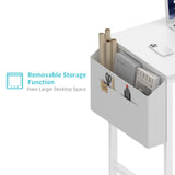 Lufeiya Small White Desk for Small Spaces, 32 Inch Kids Girls Study Writing Desks for Bedroom, Simple Modern Laptop PC Little Side Table with Storage Bag Headphone Hook, White Lufeiya