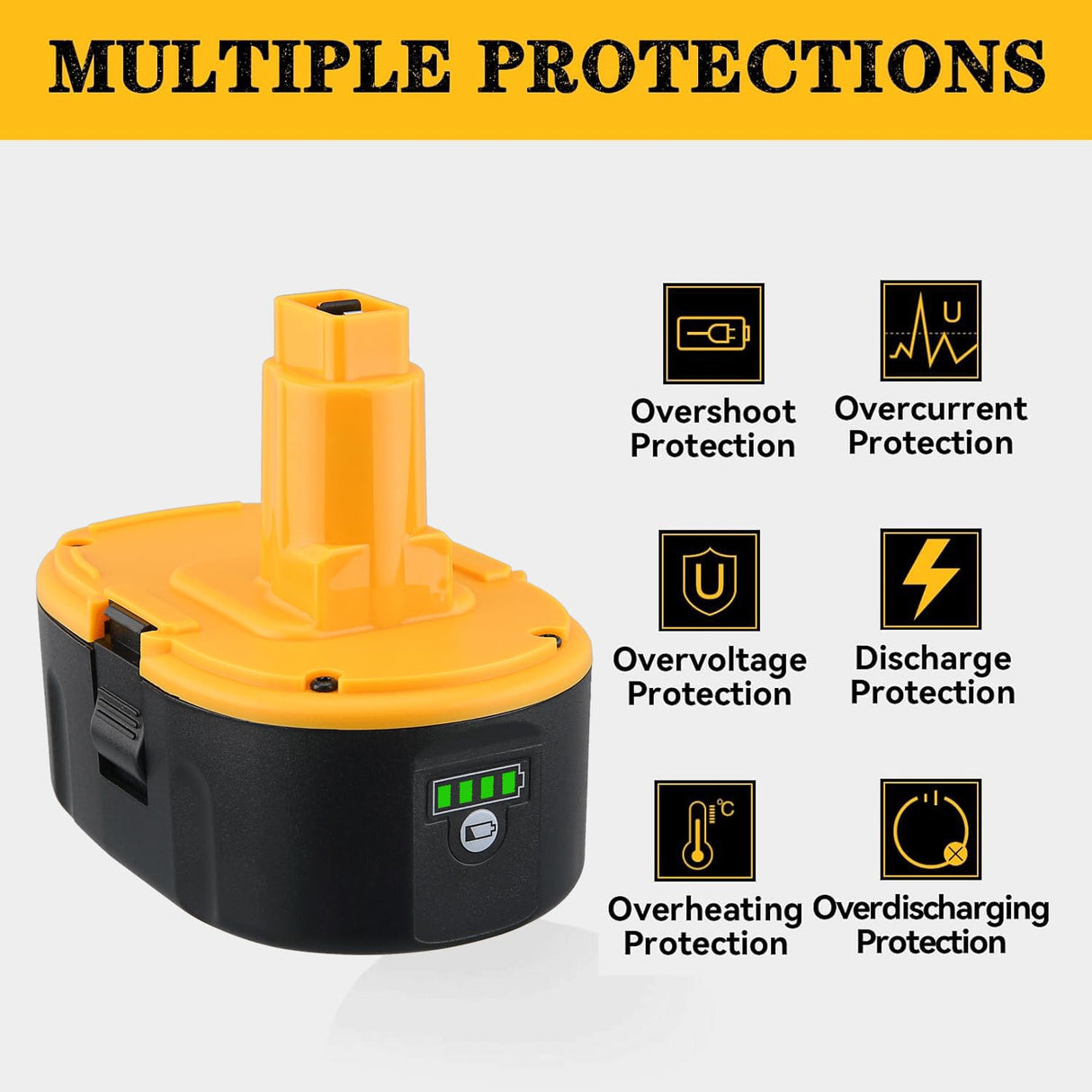 Xmenany 2Pack 6.0Ah Lithium ion DC9096 Battery Replacement for Dewalt 18V Battery XRP DC9098 DC9099 DE9096 DE9095 DW9096 DW9098 DW9095 DC9182 Xmenany