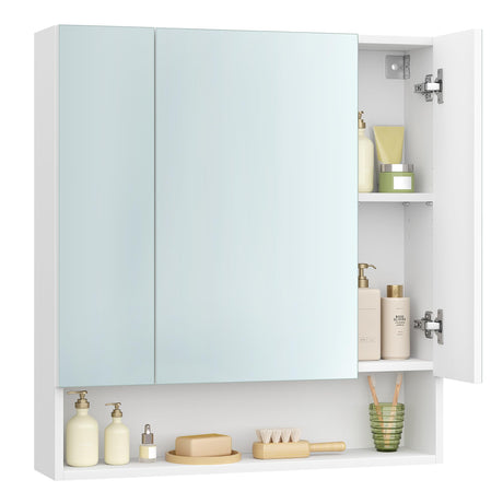 VASAGLE Medicine Cabinet Mirror, Bathroom Mirror with Storage, Bathroom Mirror Cabinet, Wall Mirror Cabinet, Open Compartment, Adjustable Shelves, 6.5 x 27.6 x 29.5 inches, Cloud White UBBK129W01 VASAGLE