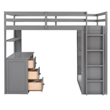 Harper & Bright Designs High Twin Size Loft Bed with Desk and Wardrobe,Solid Wood Loft Bed Frame Twin with Storage Drawers for Kids Teens Adults,No Box Spring Needed,Gray Harper & Bright Designs