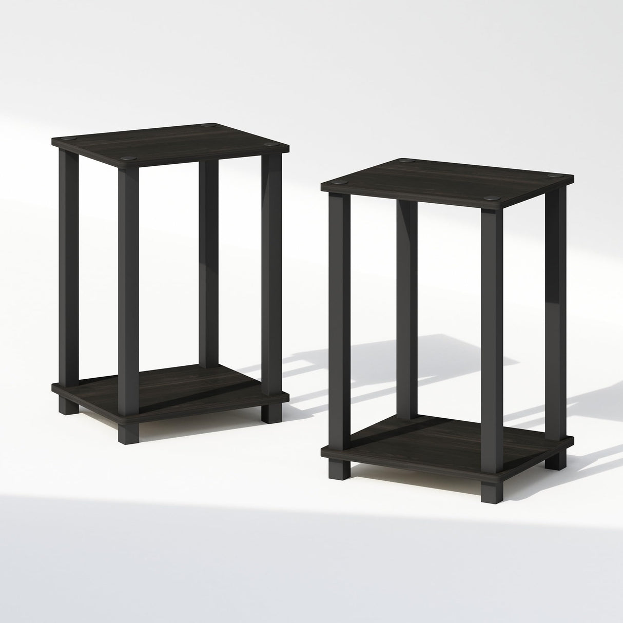 Furinno Simplistic Compact Bedside Table, Nightstand, Espresso/Black, Set of 2 Furinno