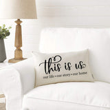 Meekio Farmhouse Pillow Covers with This is Us Quote 12" x 20" Farmhouse Rustic Décor Lumbar Pillow Covers with Saying Housewarming Gifts Family Room Décor Meekio