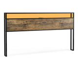 IKIFLY King Size Rustic Brown Storage Headboard with LED Lights & Charging Station IKIFLY