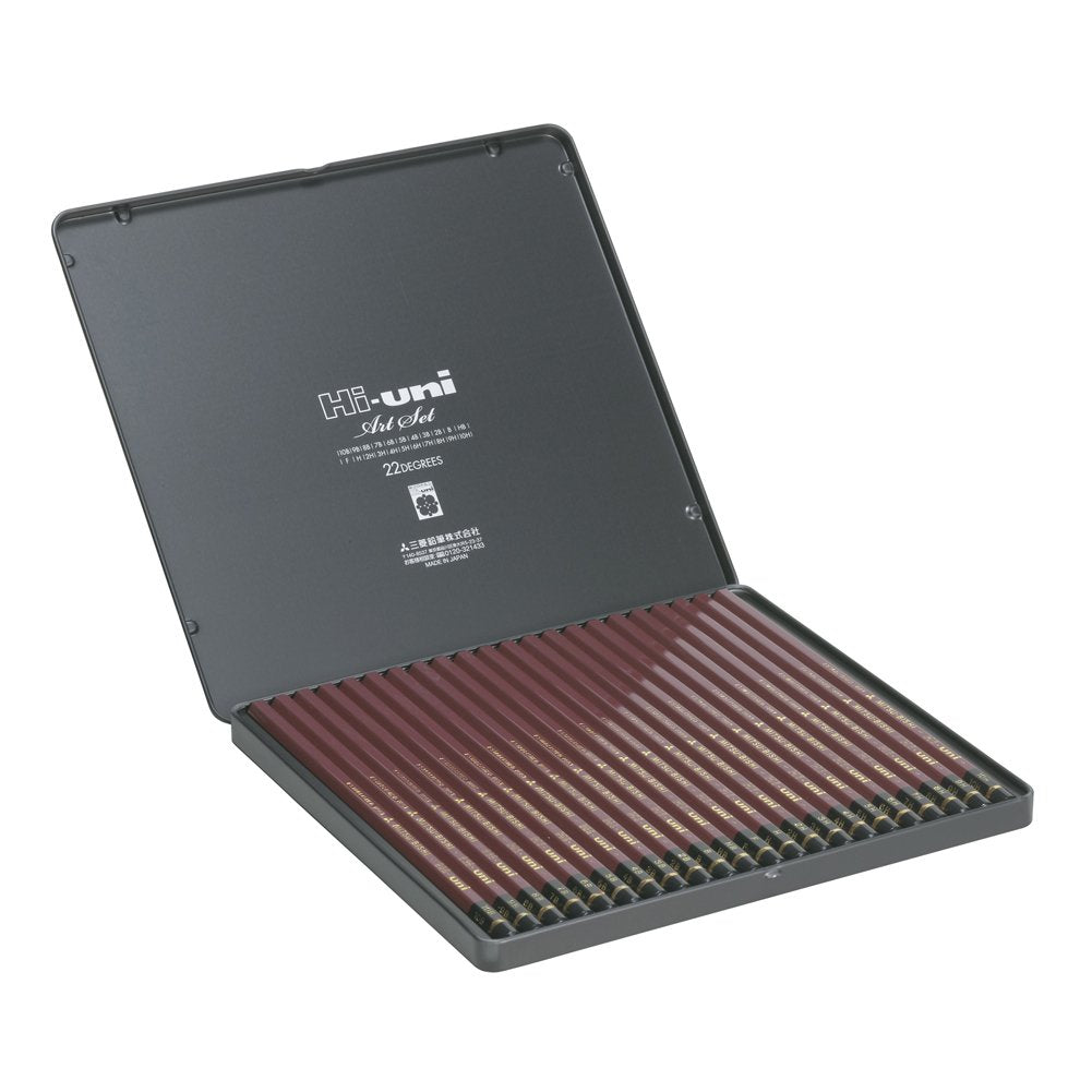 Uni Hi Wooden Pencil Art Set - 10B to 10H - Box of 22 (HUAS) uni