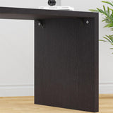 HSH Black L Shaped Computer Desk, Corner Desk with Storage Cabinet Drawer Shelves, Reversible Industrial Wood Executive Workstation, L-shaped Home Office Table for Work Study Writing Gaming, 55 Inch HSH