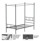 Weehom Twin Canopy Bed Frame with Headboard and Footboard, 4 Posters Metal Bed Frame, No Box Spring Needed, Mattress Foundation Platform Bed for Kids and Adults, Black Weehom
