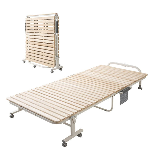 EMOOR Space-Saving Wooden Slatted Folding Bed Frame for Twin Size Futon - Sturdy Paulownia Design, No Box Spring Required - WoodArtSupply