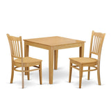 East West Furniture OXGR3-OAK-W Oxford 3 Piece Set Contains a Square Dinner Table and 2 Kitchen Dining Chairs, 36x36 Inch East West Furniture