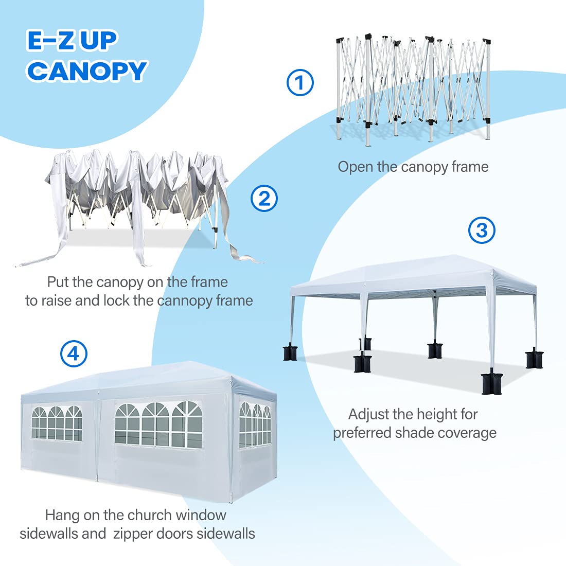 Quictent 10x20 ft Ez Pop up Canopy Tent Instant Shelter Party Tent Outdoor Event Gazebo Waterproof with 6 Sand Bags