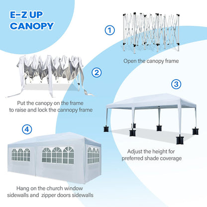 Quictent 10x20 ft Ez Pop up Canopy Tent Instant Shelter Party Tent Outdoor Event Gazebo Waterproof with 6 Sand Bags