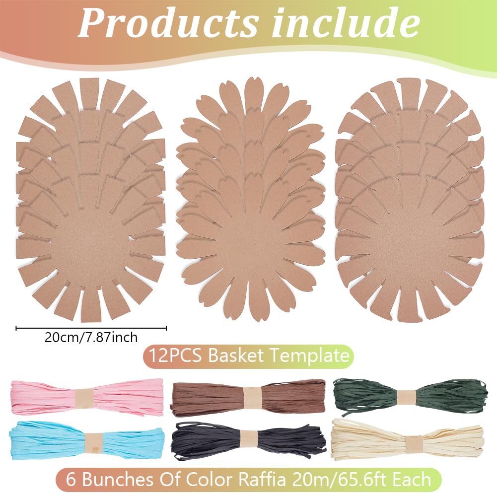 FREEBLOSS 12 Set Basket Weaving Kit 6 Colors Basket Making Kit for Beginners Creative Woven Bowl Raffia Basket Arts and Crafts Projects with Video Tutorial Easter Basket Activities for Easter Eggs FREEBLOSS