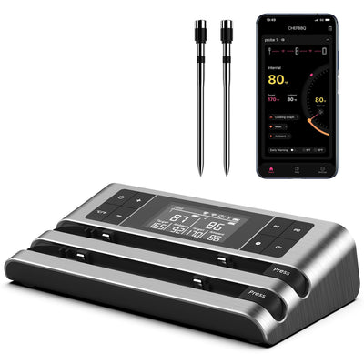 Wireless Smart Meat Thermometer with Dual-Sensor Probe, 500FT Remote Monitoring, Dedicated App, Real-Time Ambient and Food Temperature Tracking for Precise Cooking Control