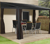 Sojag 10' x 12' Portland Gazebo Wall-Mounted Outdoor Weather-Resistant Aluminum Frame Sunroom Brown Sojag