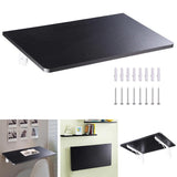 Yescom Wall Mounted Floating Folding Desk Wooden PC Dining Drop Leaf Table 24"x16" 50lbs Weight Capicity for Study Black Yescom