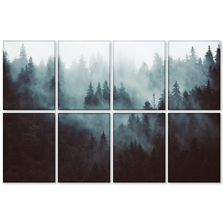 BUBOS 8 Pack Art Acoustic Panels Soundproof Wall Panels,48X32Inches Sound Absorbing Panels,Self-adhesive Decorative Acoustical Wall Panels, Acoustic Treatment for Recording Studio,Fog Forest BUBOS