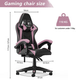 Bigzzia Gaming Chair, Ergonomic Video Game Chairs with Pillow and Lumbar Support, Racing Style Height Adjustable Computer Chair with 360°-Swivel Seat for Adults(Black/Pink) Bigzzia