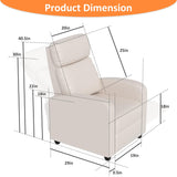 Massage Recliner Chair, Single Sofa Chair with Remote Control, Chair Recliner, Lazy Boy Recliner Chair, Living Room Recliners with Pu Leather Padded Seat Backrest, Recliner Chairs for Adults, Beige MKDLUFEI