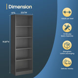 IRONMIX Metal Open Bookcase, 5-Tier Bookshelf with Adjustable Shelves, Black Bookshelf for Small Places, 70" 87 Tall Book Shelf, Curio Cabint Display Case for Home Office, Library, Living Room IRONMIX